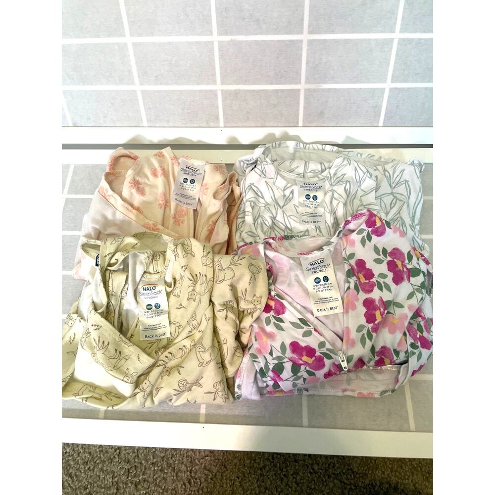 Halo SleepSack Swaddle Bundle of 4 for Newborns 100% Cotton Adjustable Variety